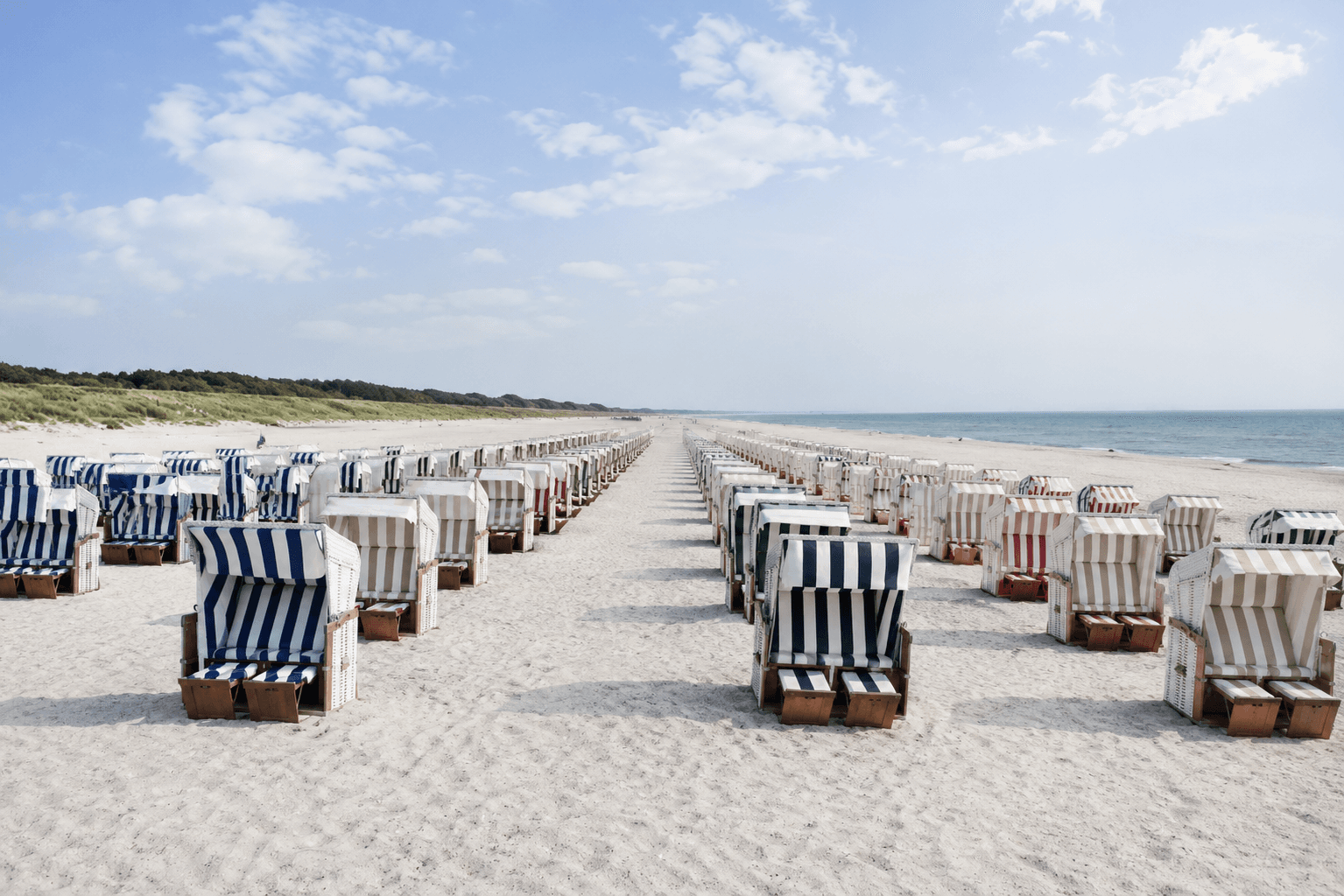Klare Strandkorbreihen in St. Peter-Ording