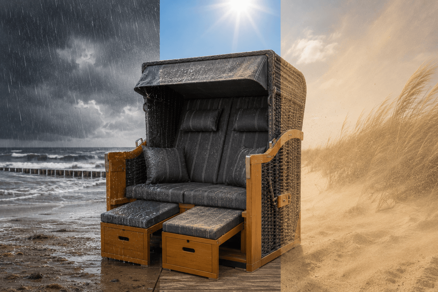 Strandkorb am Strand der Nordsee