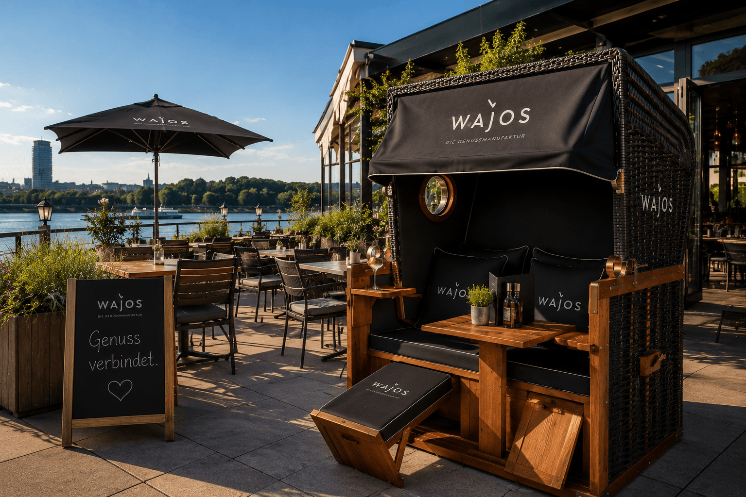 Hochwertiger Außenbereich mit Strandkörben für Gastronomie und Hotels