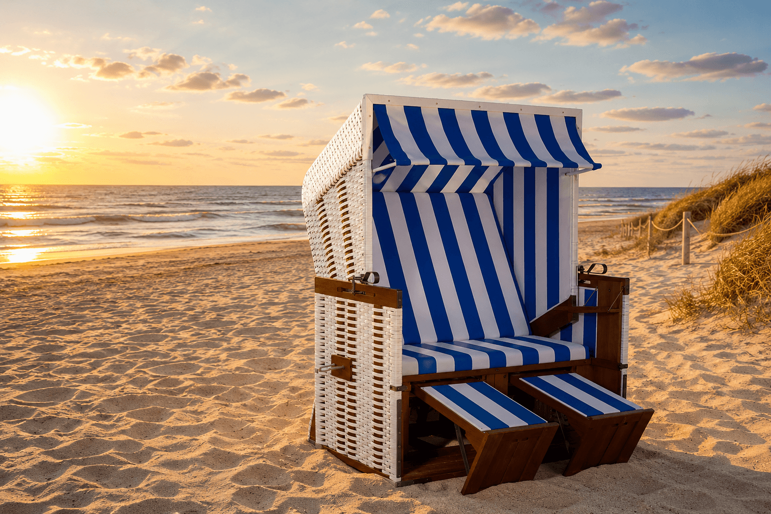 Strandkorb an der Nordseeküste